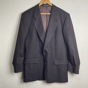 Pierre Balmain Wool Hounds Tooth Single Breasted Two Button Blazer Brown 43R